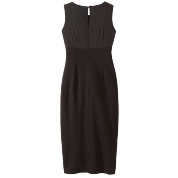 NEW Spiegel Black Floral Applique Sheath Dress Ruffled Bodice Stretch Silk Sz 2 - Picture 2 of 3